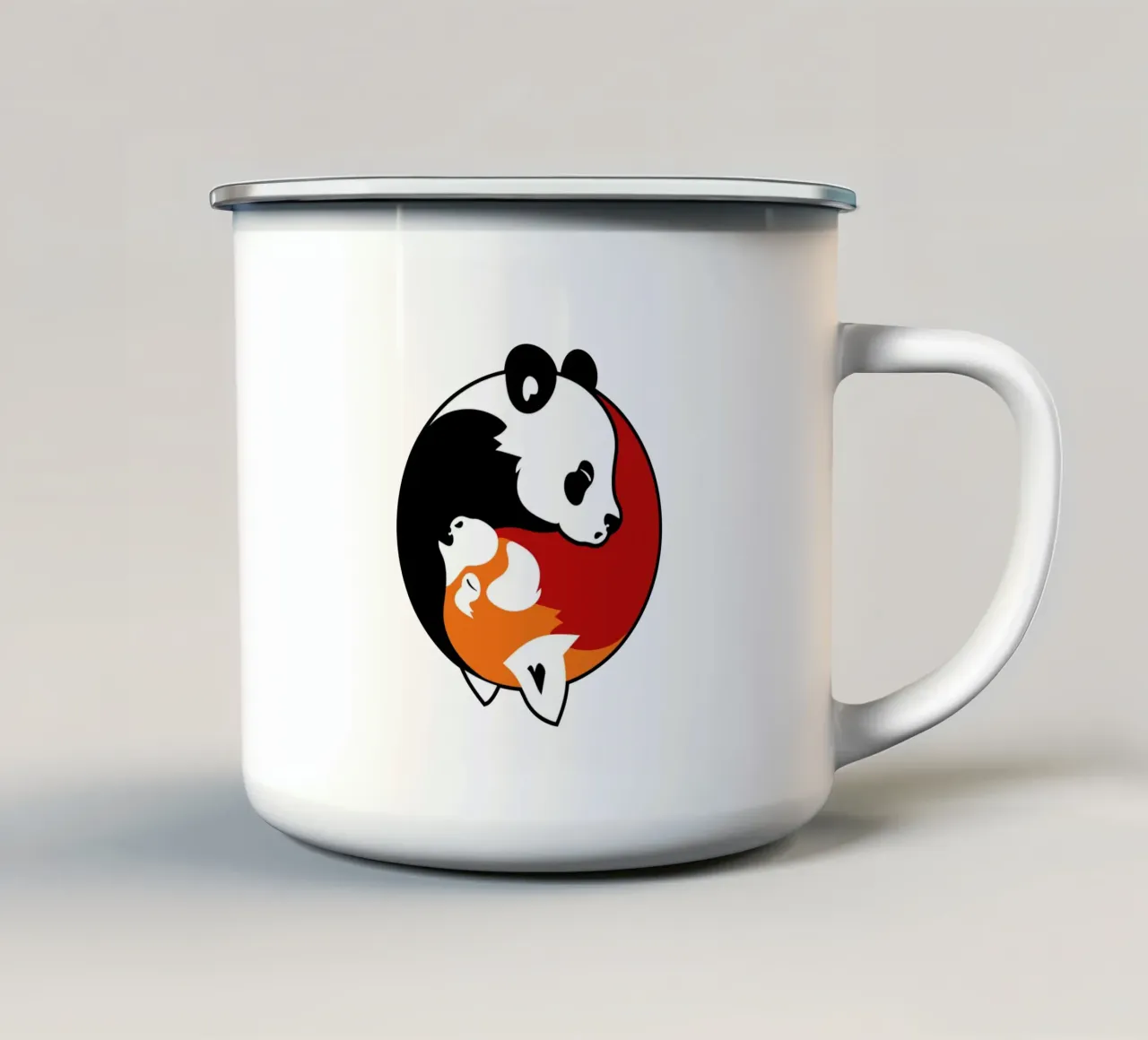 Panda Yin Yang tazza in smalto da Mariel Toigo