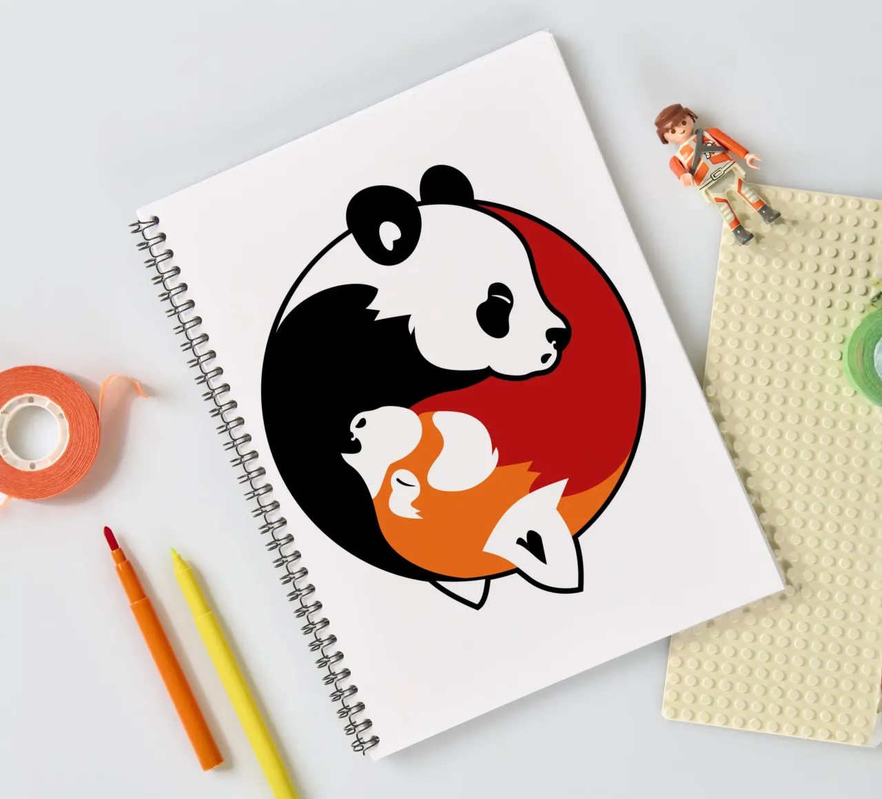 Yin Yang Pandas spiral notebook by Mariel Toigo