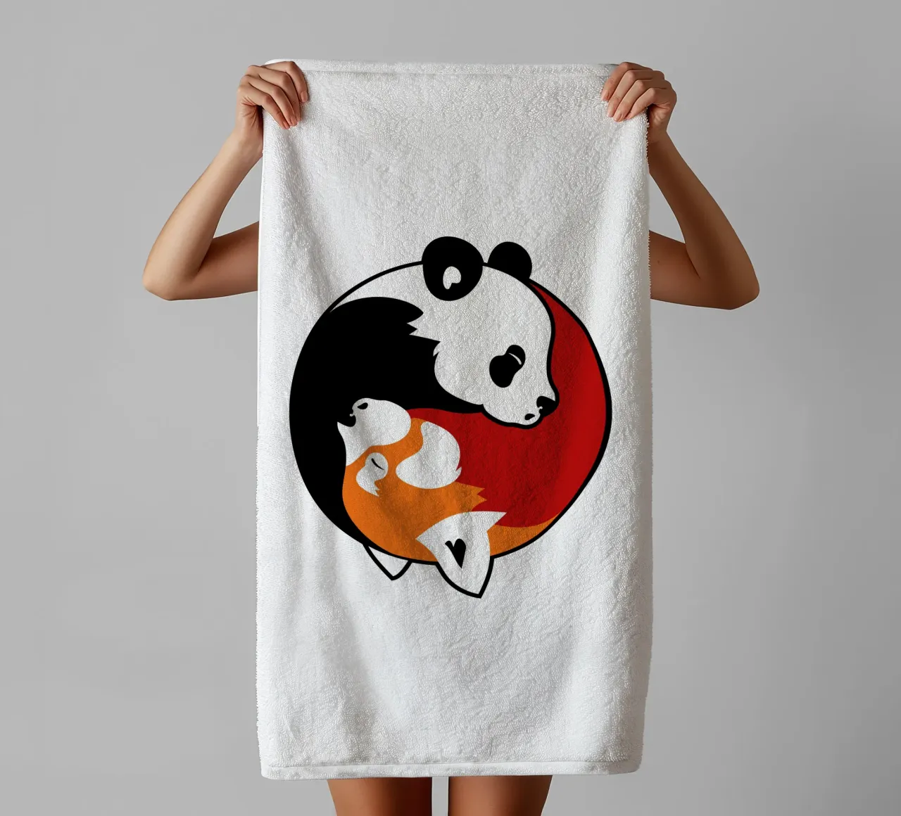 Yin Yang Pandas towel by Mariel Toigo