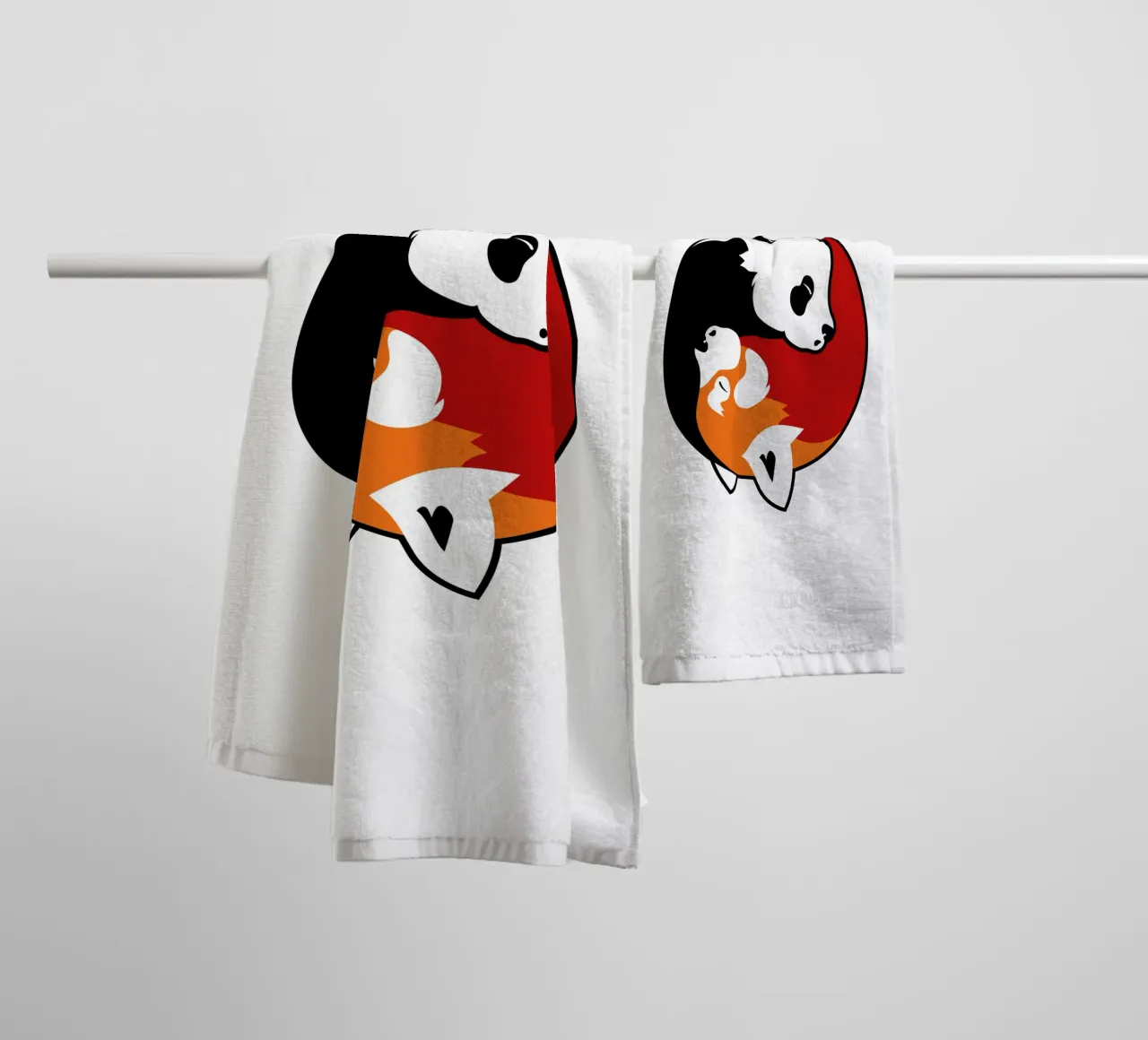Yin Yang Pandas towel by Mariel Toigo