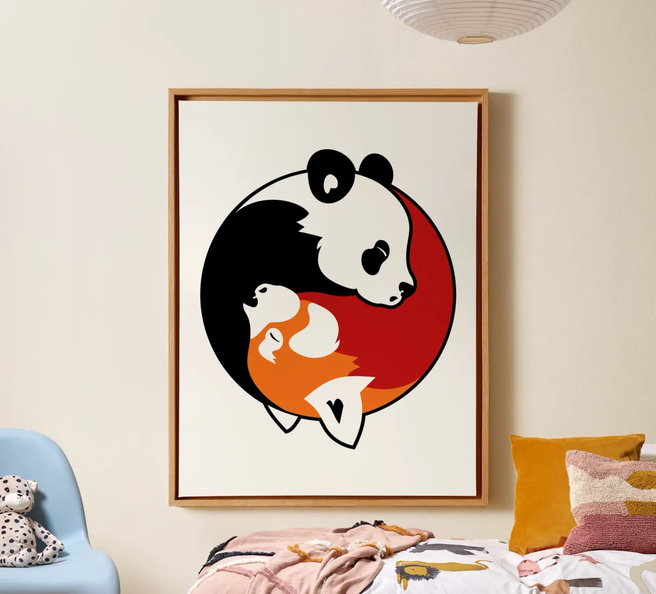 Yin Yang Pandas canvas with Floater frame by Mariel Toigo