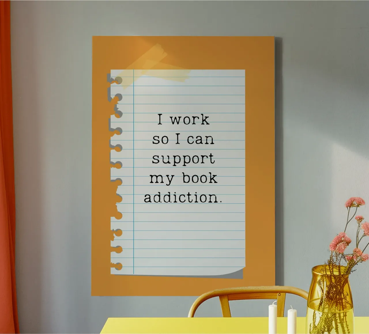 "I Work So I Can Support My Book Addiction" - Funny Quote Po canvas with Floater frame by vintagepod