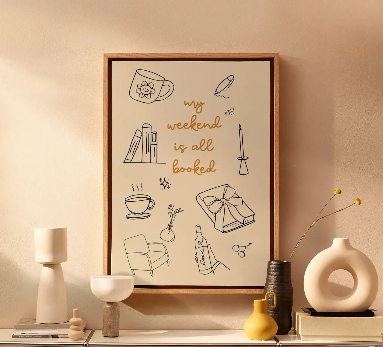 "My Weekend is All Booked" - Affiche esthétique et chaleureuse toile avec Caisse américaine de vintagepod
