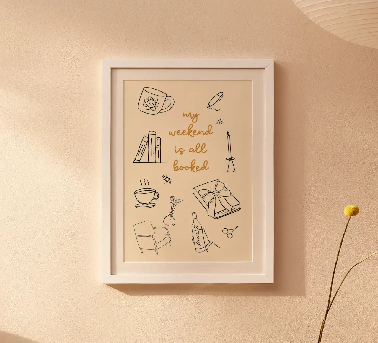 "Il mio weekend è tutto prenotato" - Poster estetico accogliente poster con telaio in plastica da vintagepod