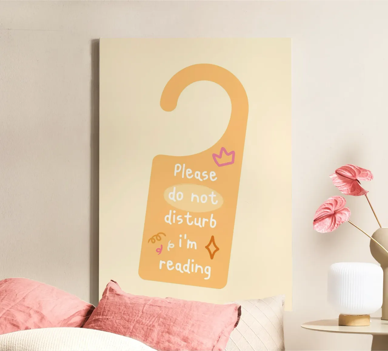"Please Do Not Disturb" Reading Door Hanger Art Print canvas with Floater frame by vintagepod