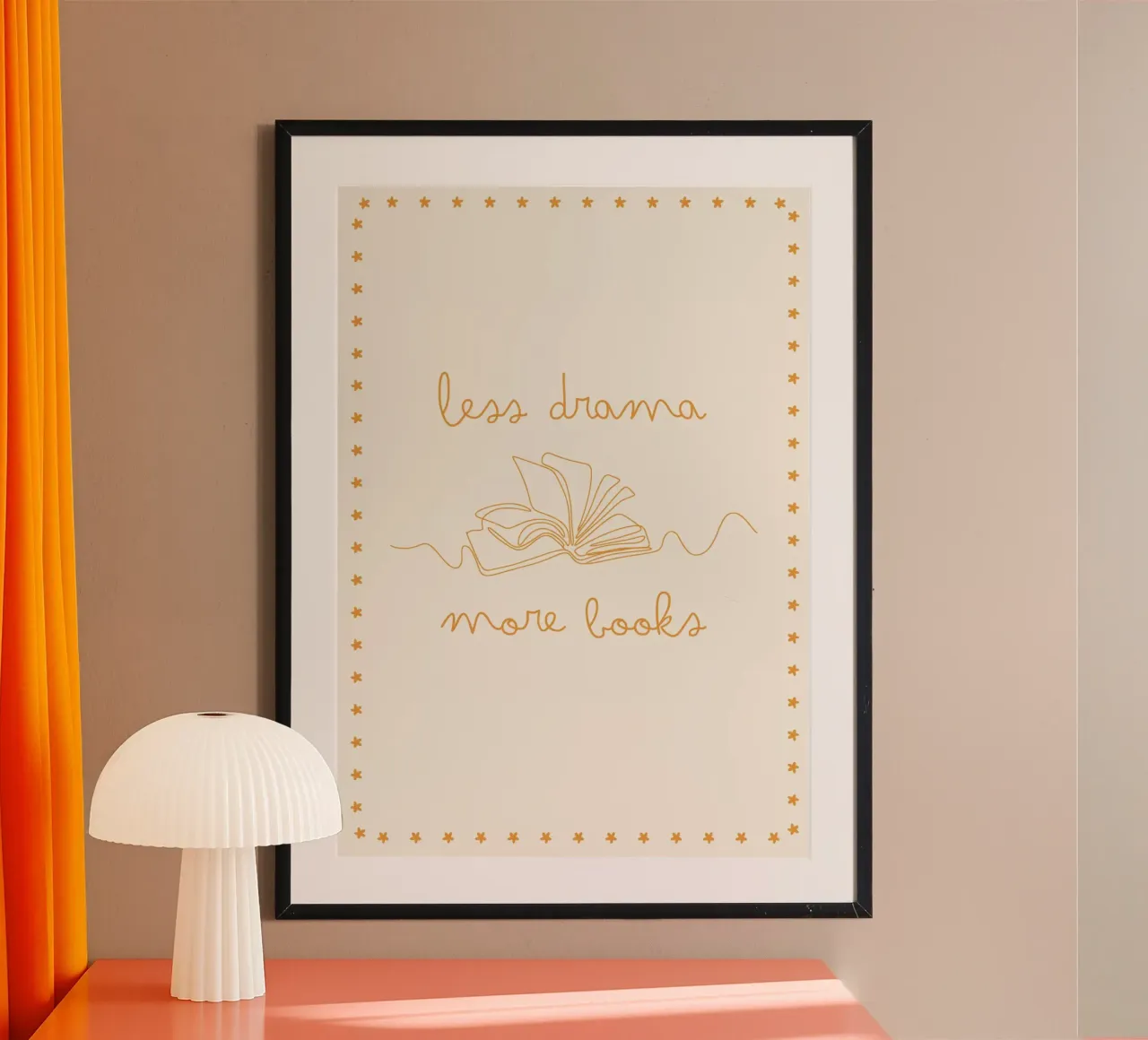 "Meno drammi, più libri" - Poster artistico della linea Star Border One poster con telaio in alluminio da vintagepod