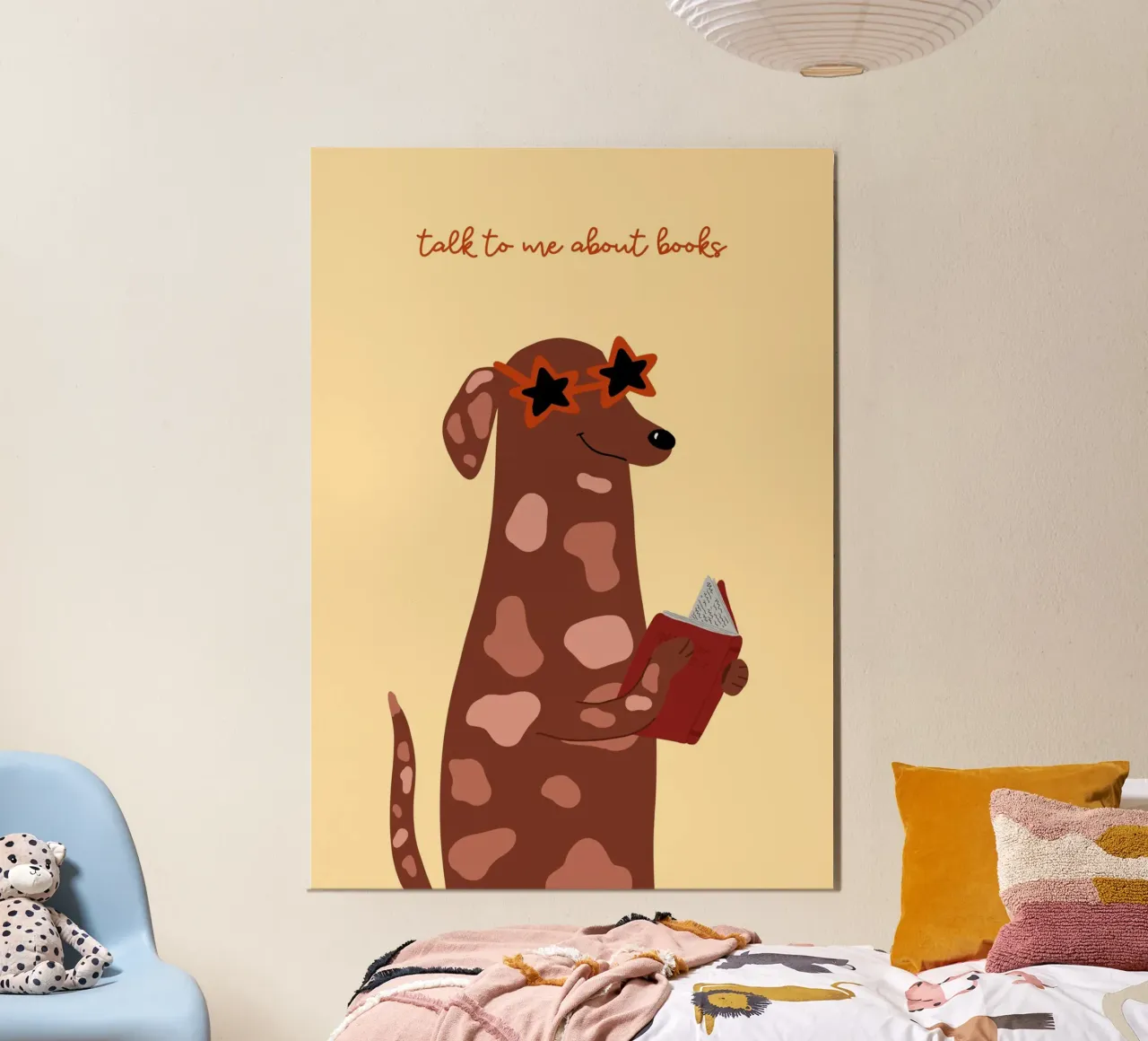 "Talk to Me About Books" - Quirky Dog Art Print poster by vintagepod