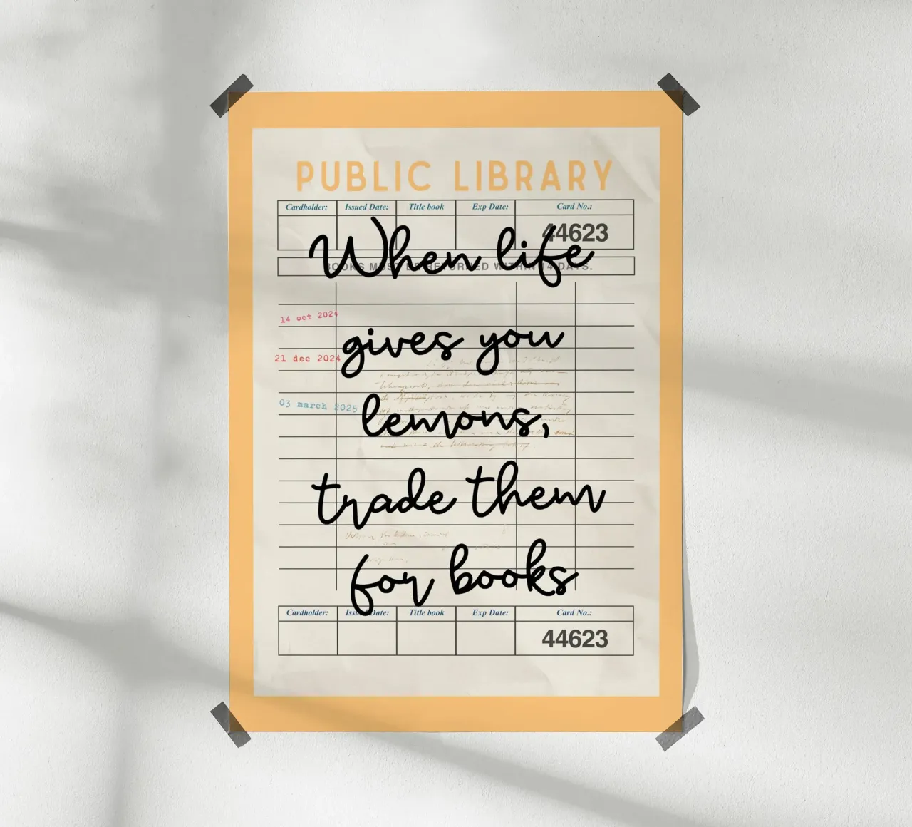 "Quando la vita ti dà i limoni" - Poster per la tessera della biblioteca poster con telaio in legno da vintagepod