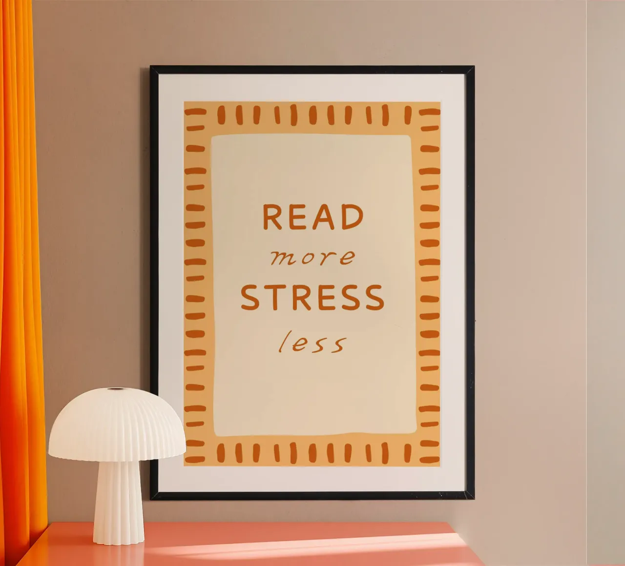 "Leggere di più stressare di meno" - Poster minimalista poster con telaio in legno da vintagepod