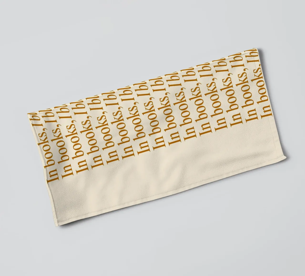 "In Books, I Bloom" - Minimalist Repeating Text Poster towel by vintagepod