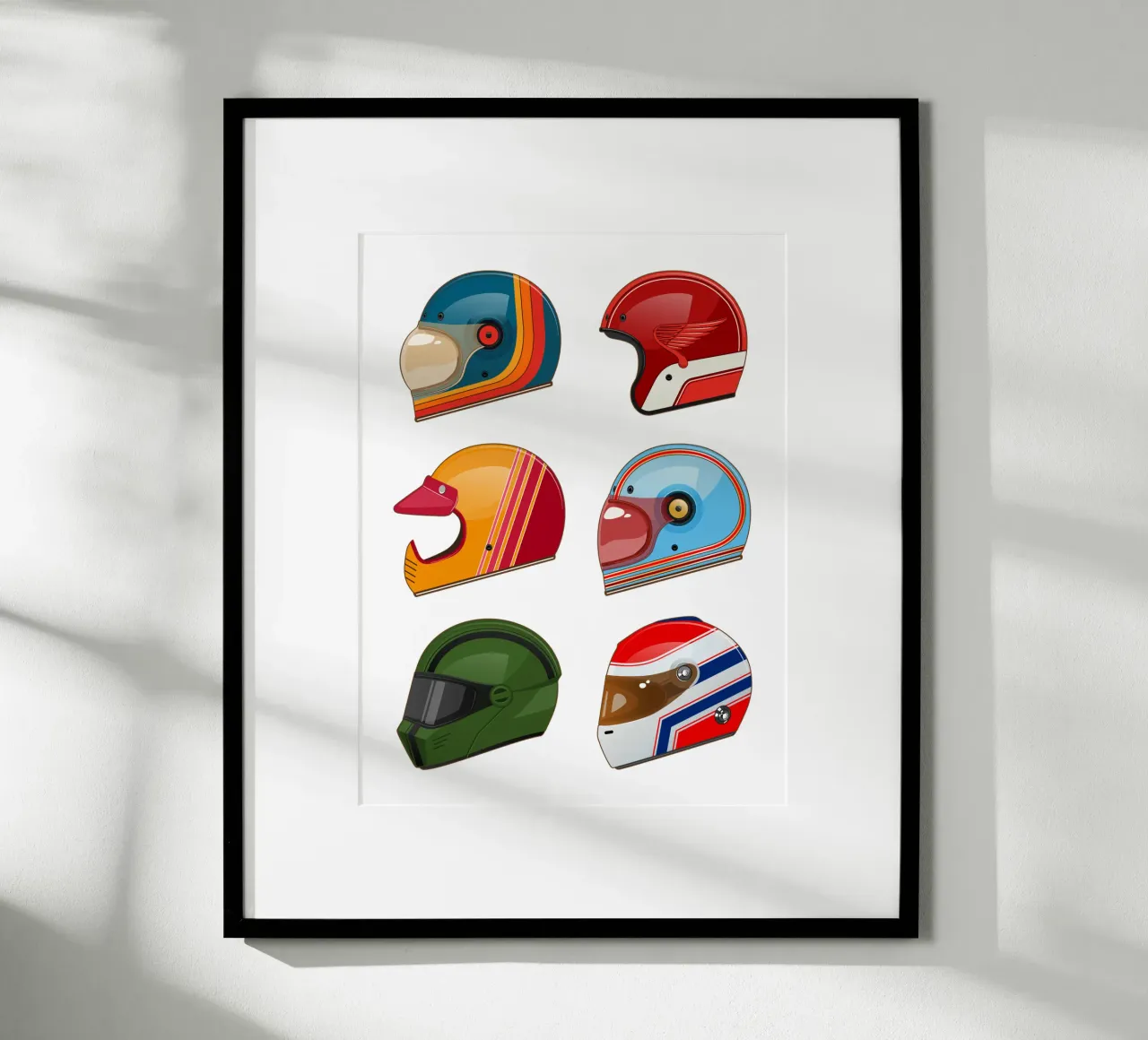 Oldtimer-Motorradhelme Poster von Mariel Toigo