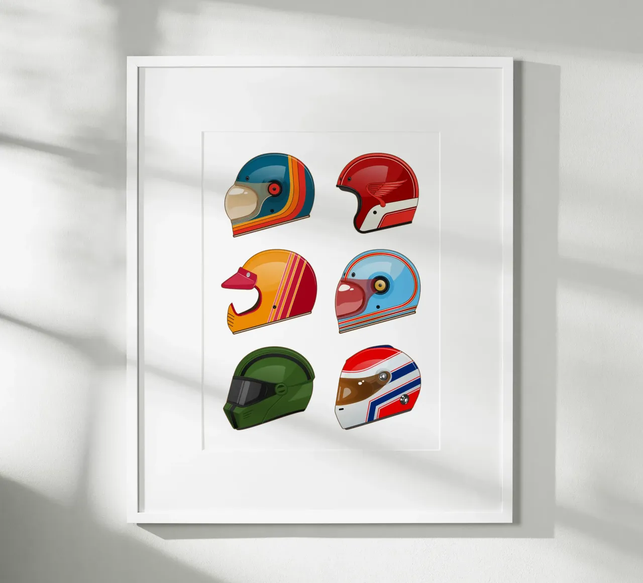 Oldtimer-Motorradhelme Poster von Mariel Toigo