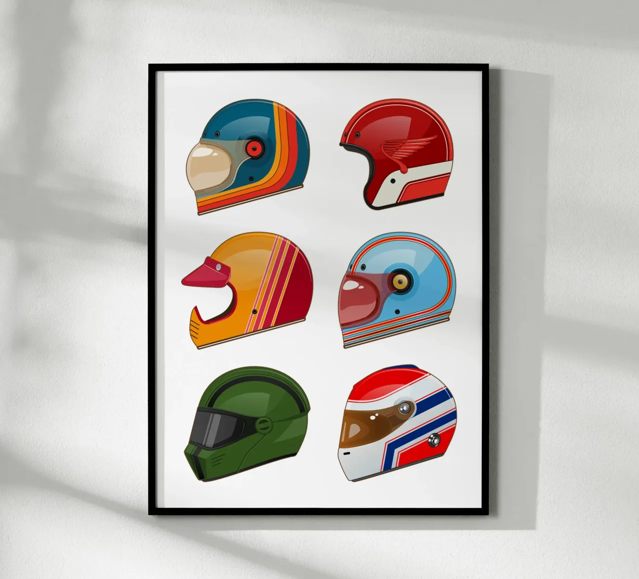 Oldtimer-Motorradhelme Poster von Mariel Toigo