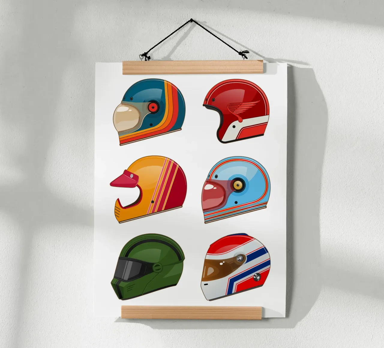 Oldtimer-Motorradhelme Poster von Mariel Toigo