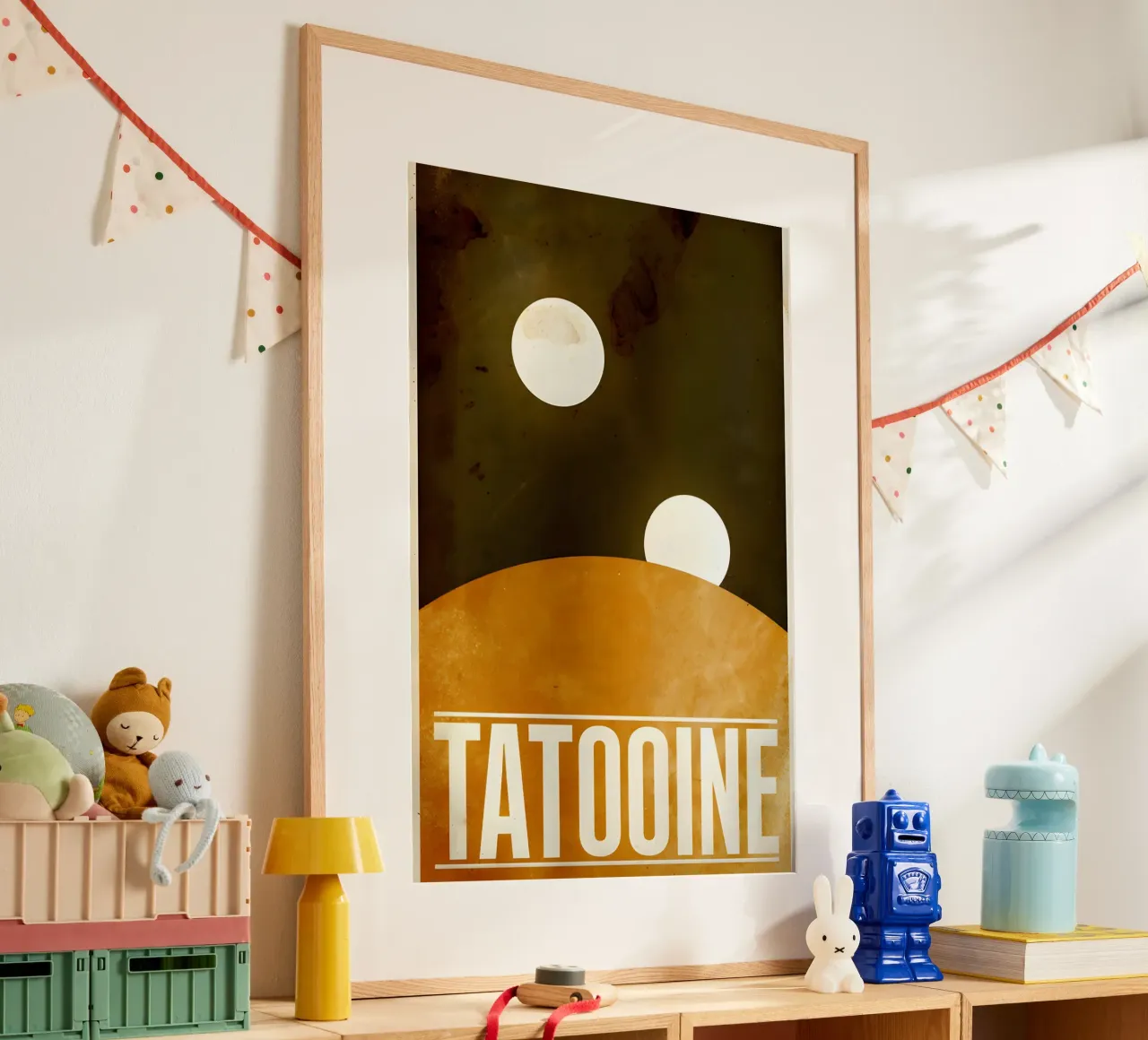 Twins Sun poster con telaio in legno da Robert Hoff