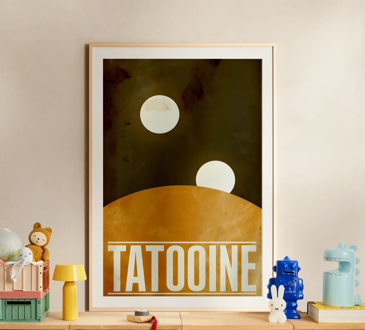 Twins Sun poster con telaio in legno da Robert Hoff