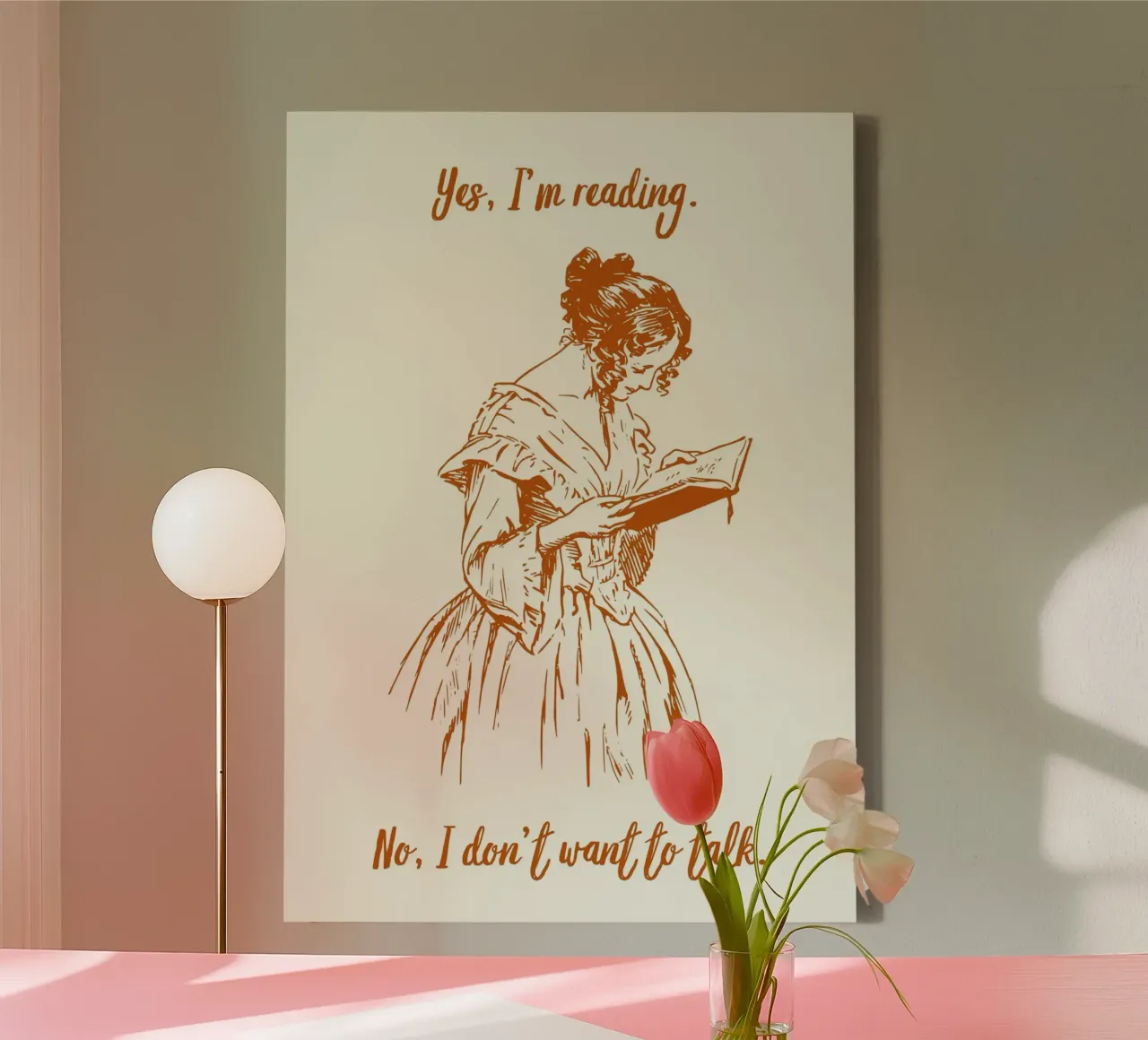 "Yes, I'm Reading. No, I Don't Want to Talk." - Vintage Art canvas with Floater frame by vintagepod