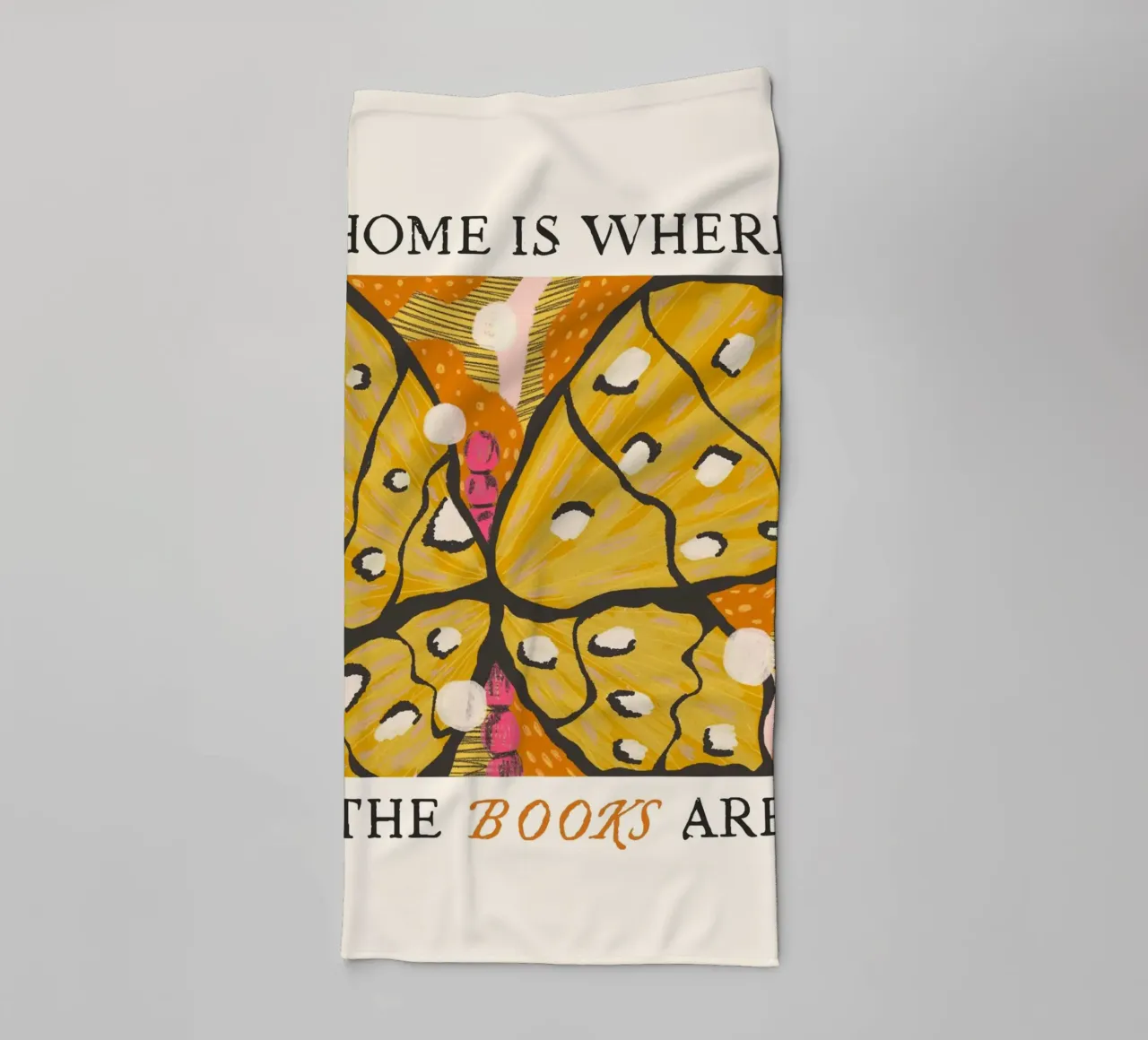 "Home Is Where The Books Are" - Butterfly Abstract Art towel by vintagepod