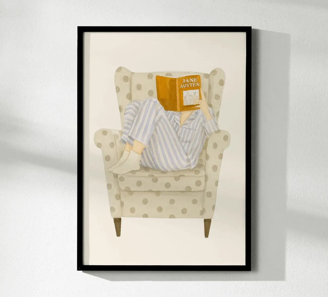 Gemütliche Jane Austen Lesung - Aquarell Kunstdruck Poster von vintagepod