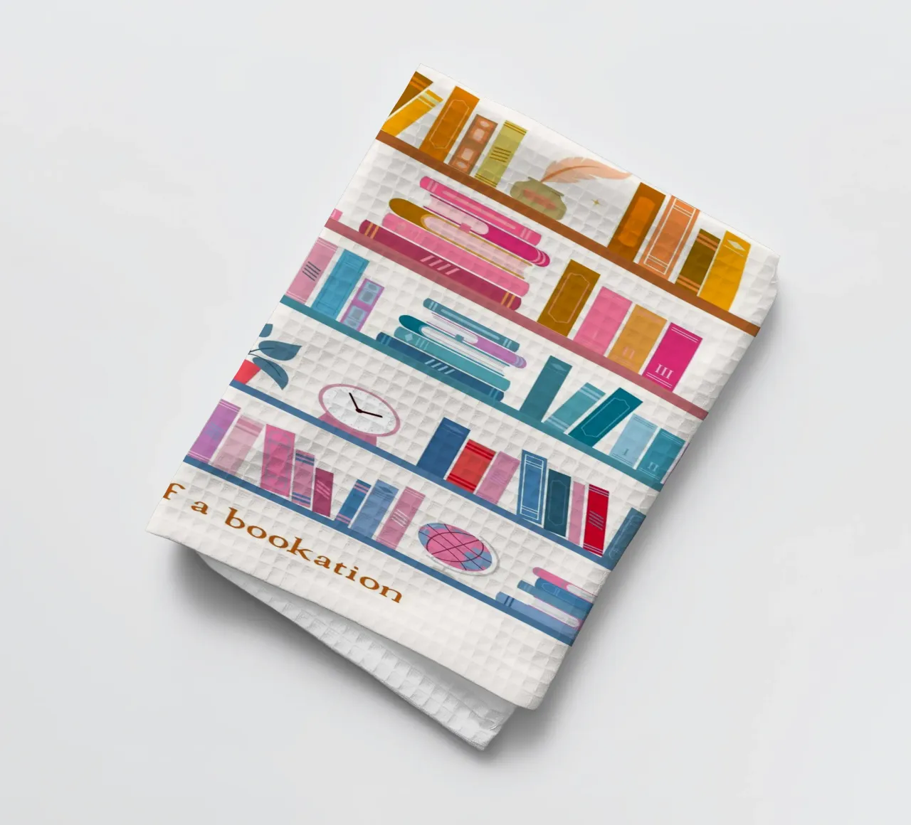 "In Need of a Bookation" - Imprimé d'art coloré pour bibliothèque torchon de vintagepod