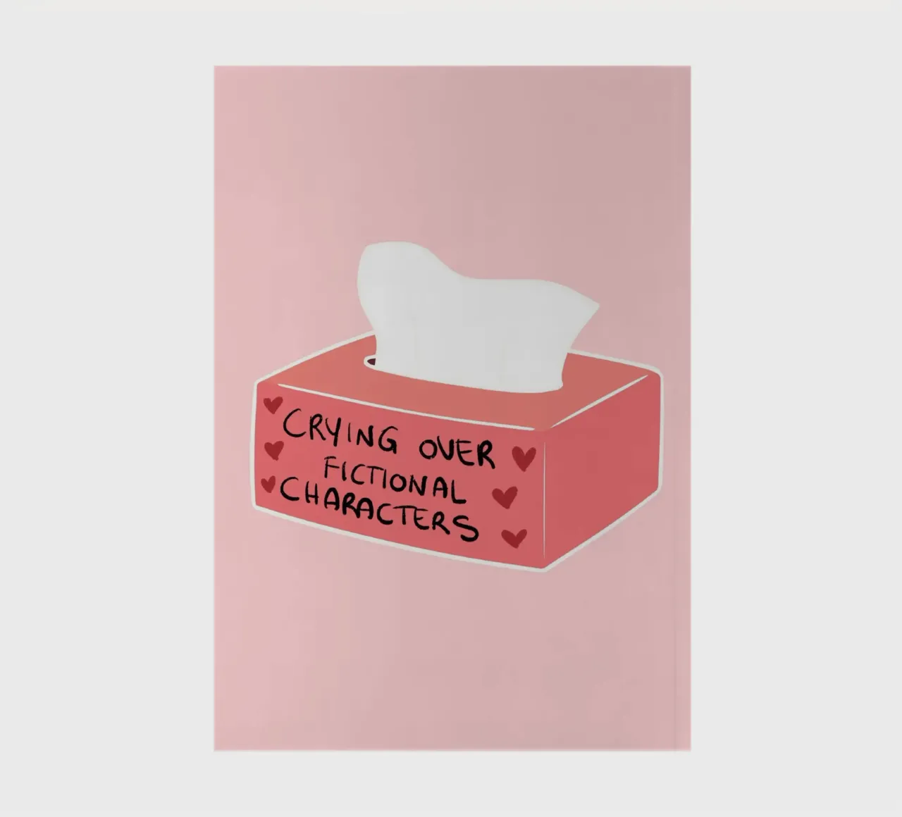 "Crying Over Fictional Characters" - Pink Art Print notebook by vintagepod