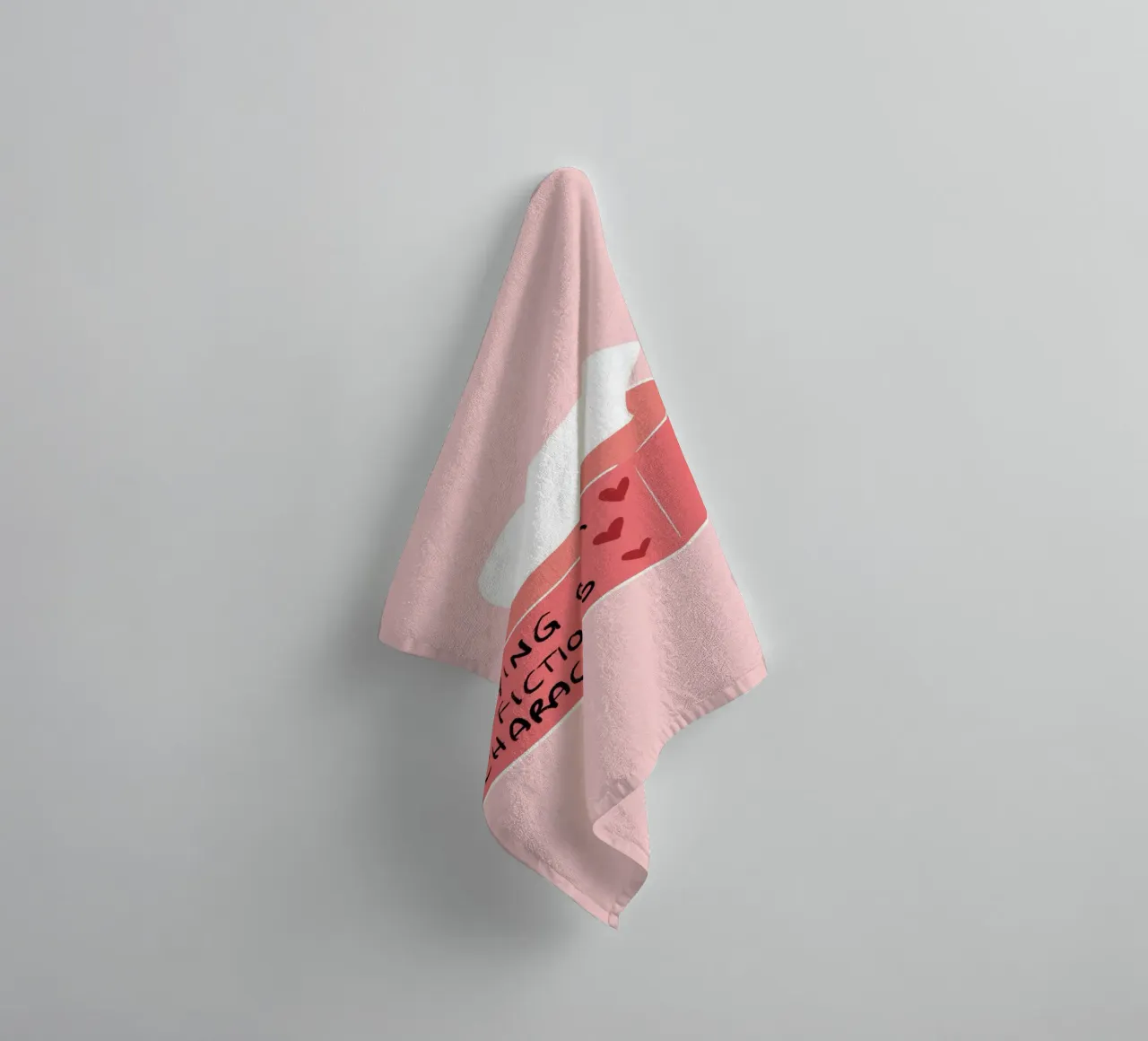 "Crying Over Fictional Characters" - Pink Art Print towel by vintagepod