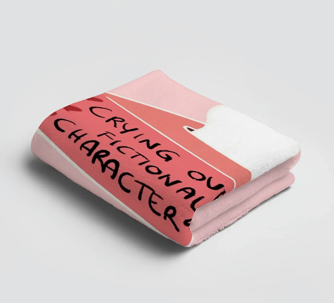 "Crying Over Fictional Characters" - Pink Art Print towel by vintagepod