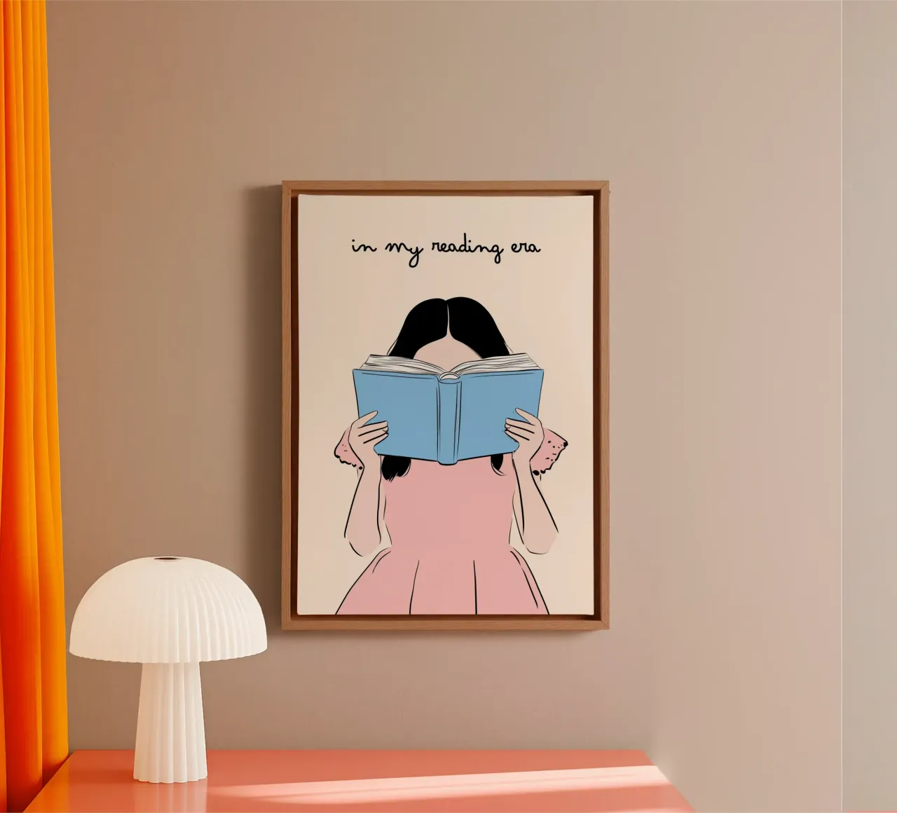 "In My Reading Era" - Minimalist Book Lover Art Print canvas with Floater frame by vintagepod