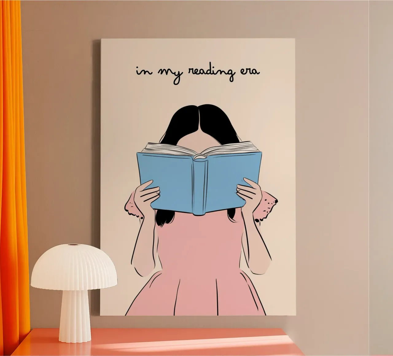 "In My Reading Era" - Minimalist Book Lover Art Print canvas with Floater frame by vintagepod