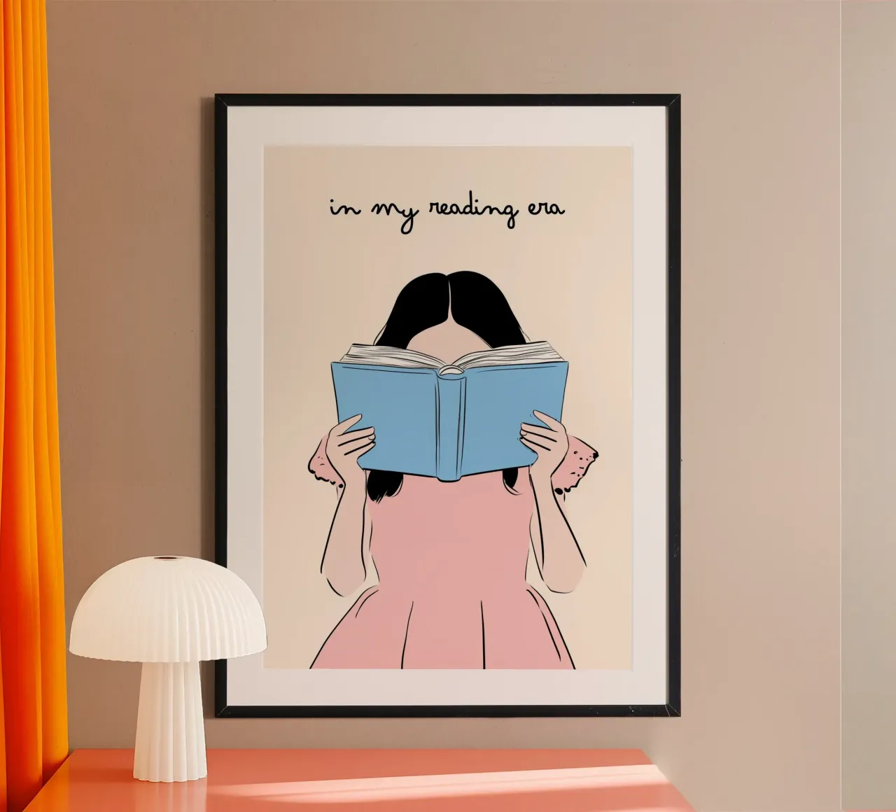 "Nella mia epoca di lettura" - Stampa d'arte minimalista per gli amanti dei libri poster con telaio in legno da vintagepod
