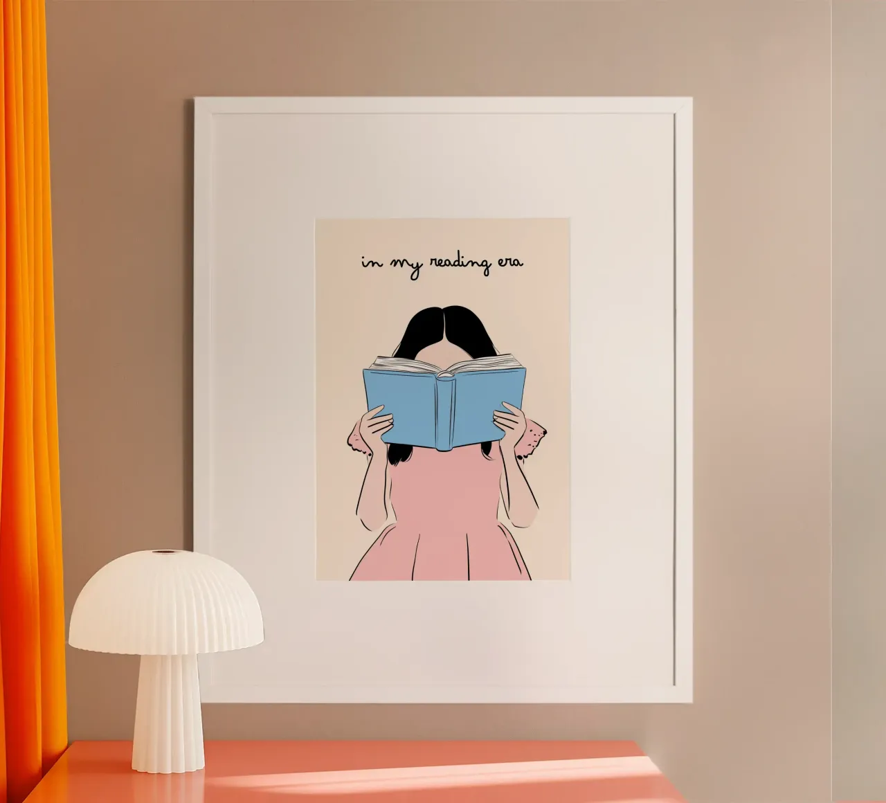 "Nella mia epoca di lettura" - Stampa d'arte minimalista per gli amanti dei libri poster con telaio in legno da vintagepod