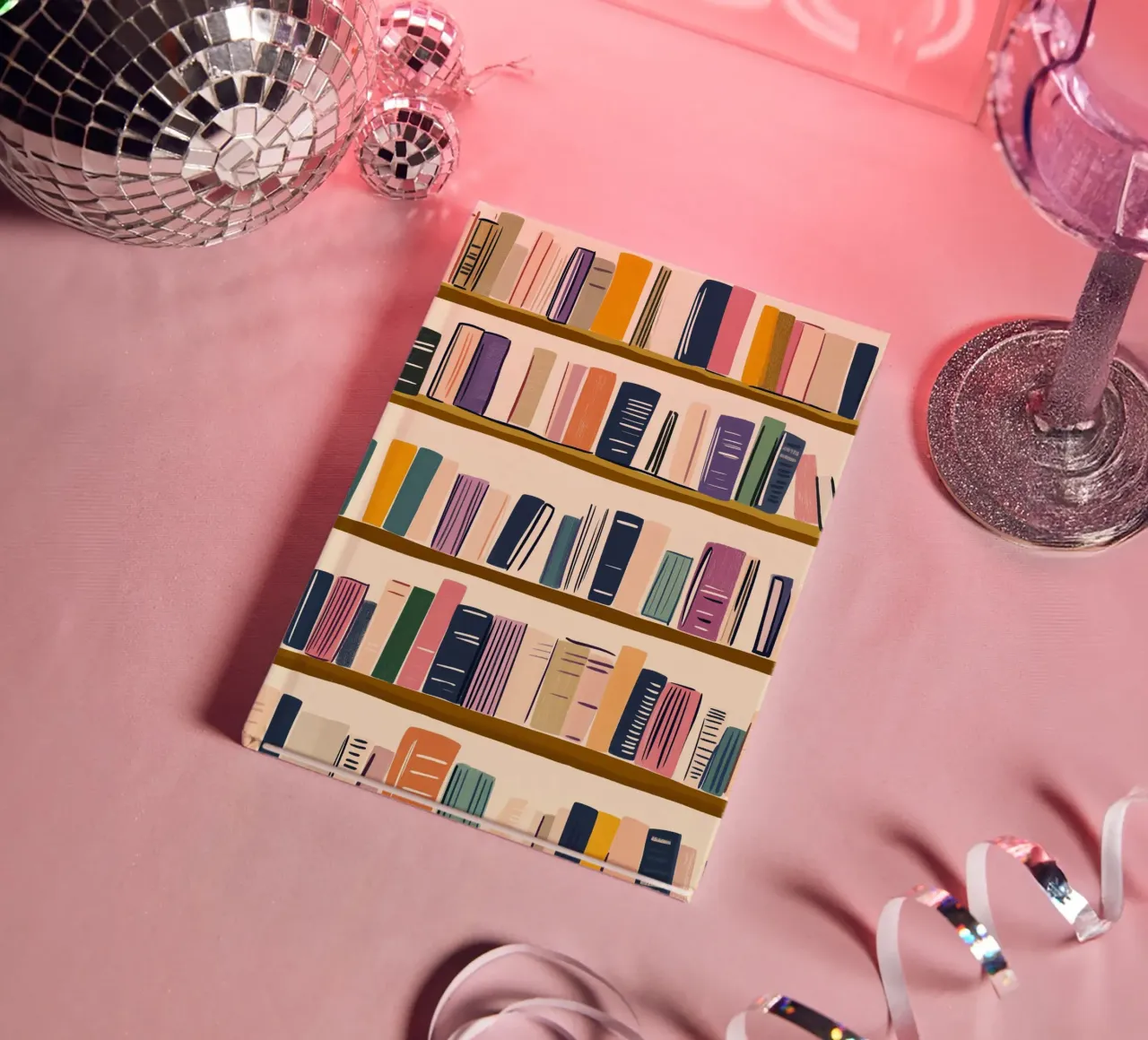 Colorful Bookshelf - Abstract Folk Art Print notebook by vintagepod