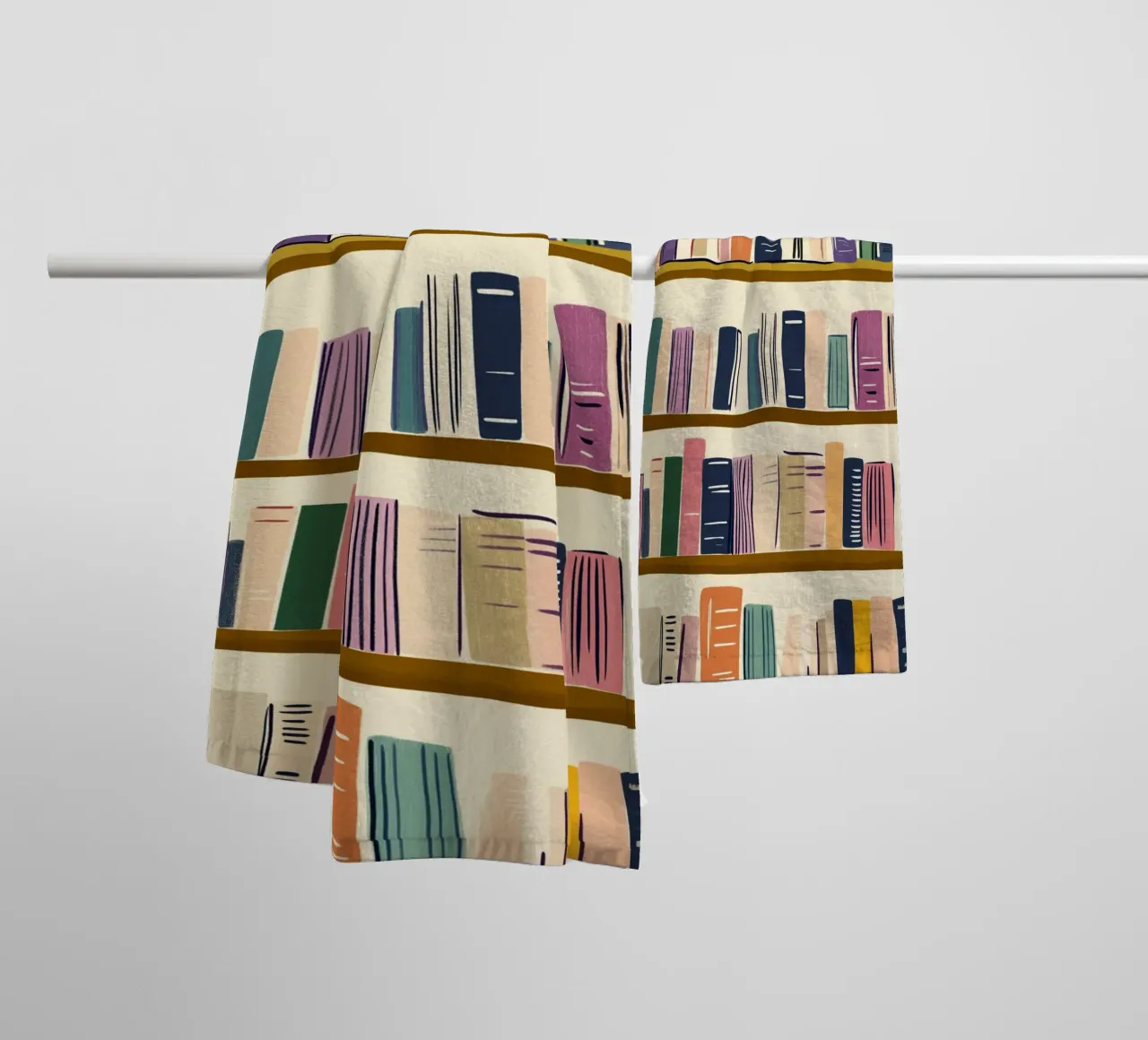 Colorful Bookshelf - Abstract Folk Art Print towel by vintagepod