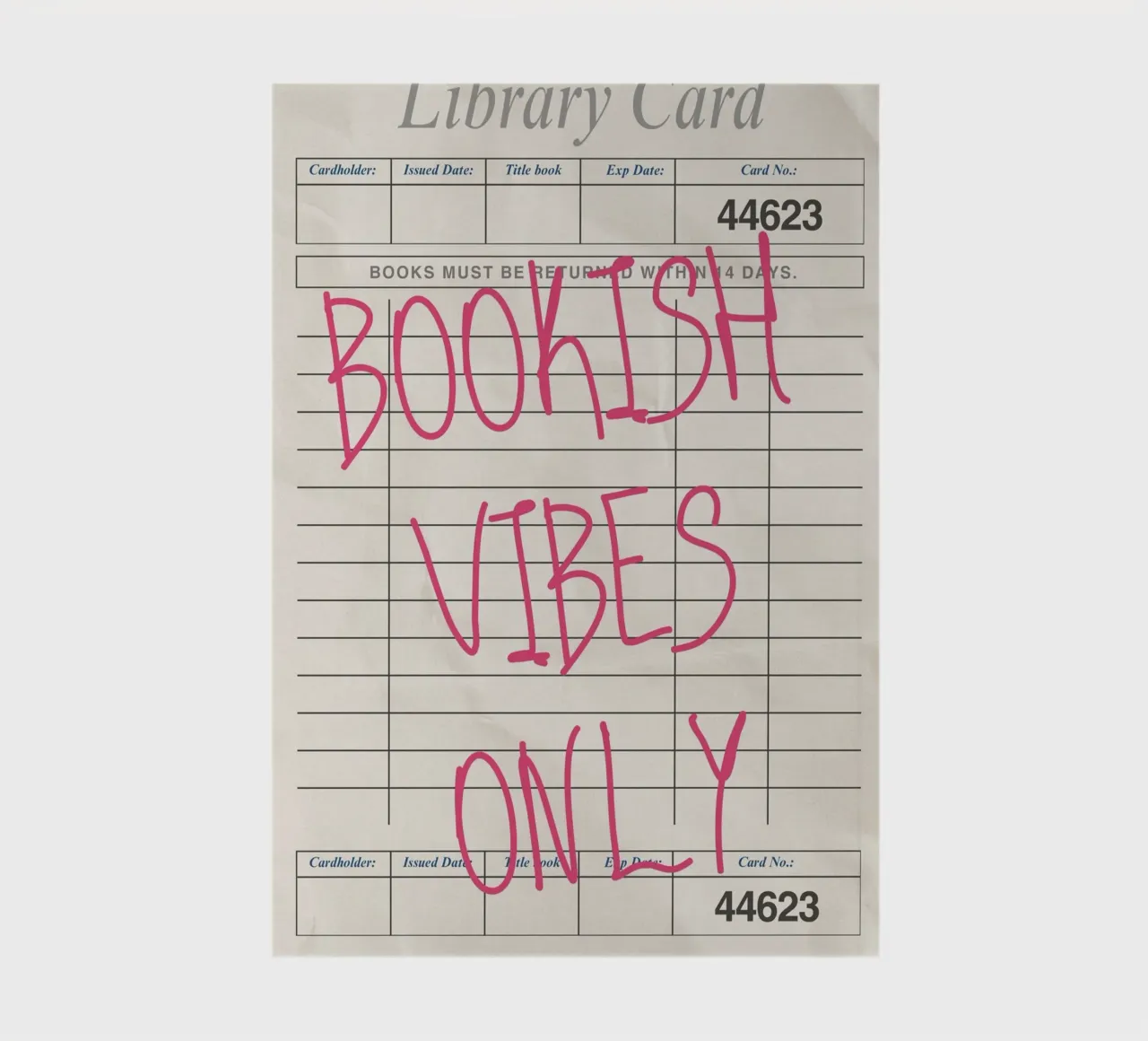 "Bookish Vibes Only" - Library Card Poster notebook by vintagepod