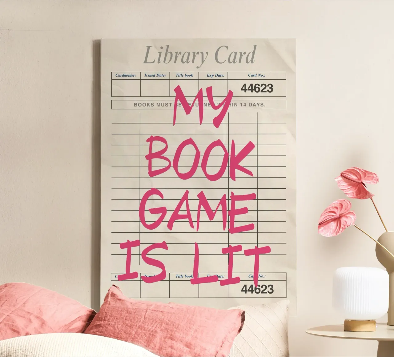 "My Book Game Is Lit" - Funny Library Card Poster canvas with Floater frame by vintagepod