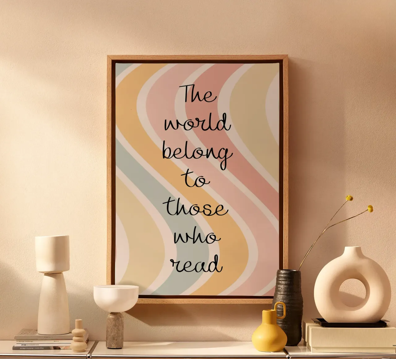 "The World Belongs to Those Who Read" - Retro Art Print canvas with Floater frame by vintagepod