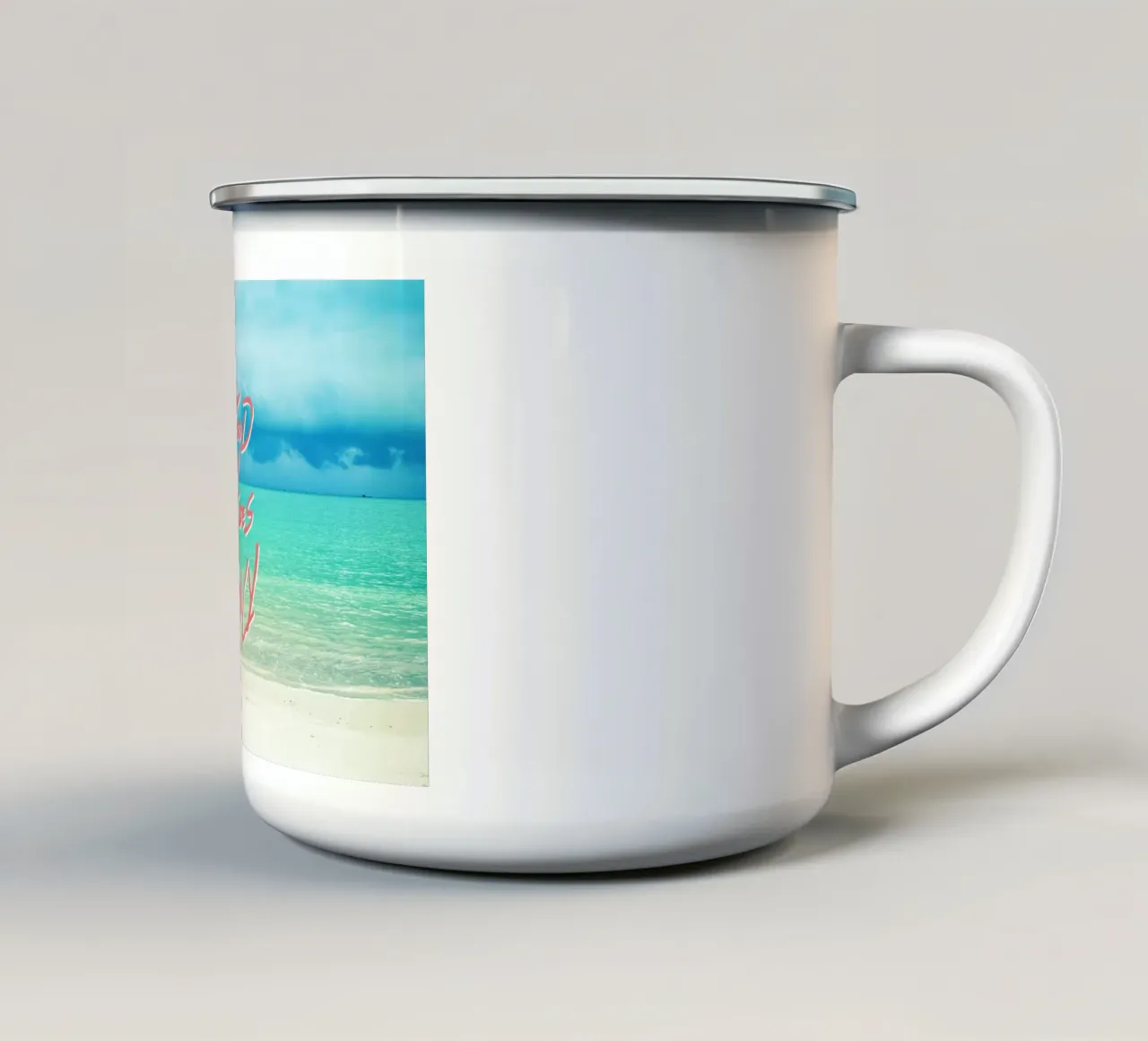 Good Vibes Only - Turquoise Tropical Sandy Beach tazza in smalto da Stay Positive Design