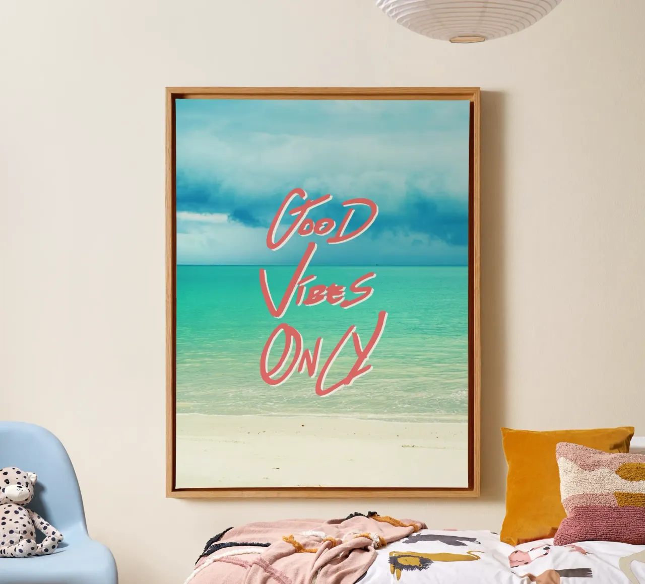 Good Vibes Only - Turquoise Tropical Sandy Beach tela con Cornice a cassetta da Stay Positive Design