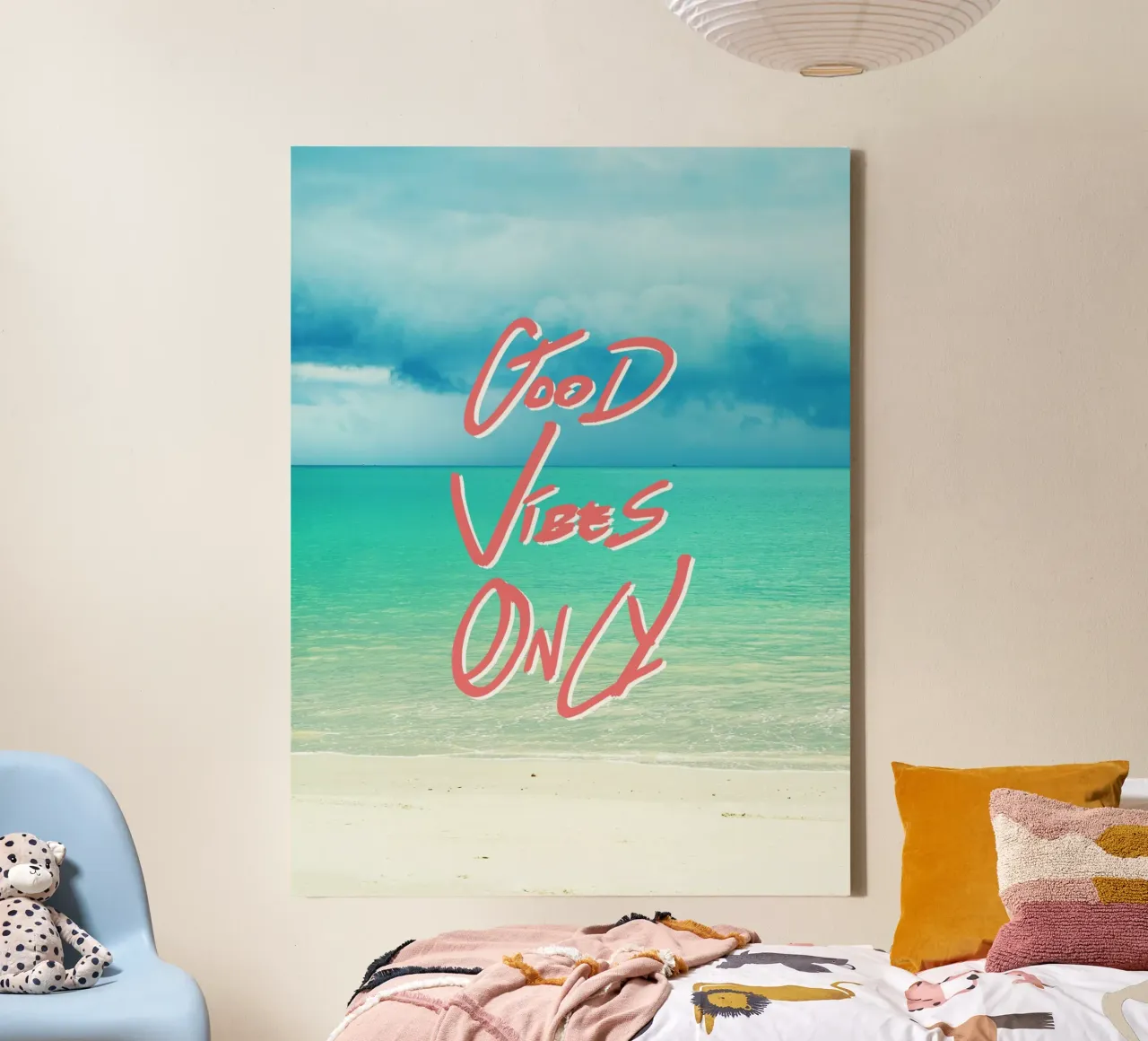 Good Vibes Only - Turquoise Tropical Sandy Beach tela con Cornice a cassetta da Stay Positive Design