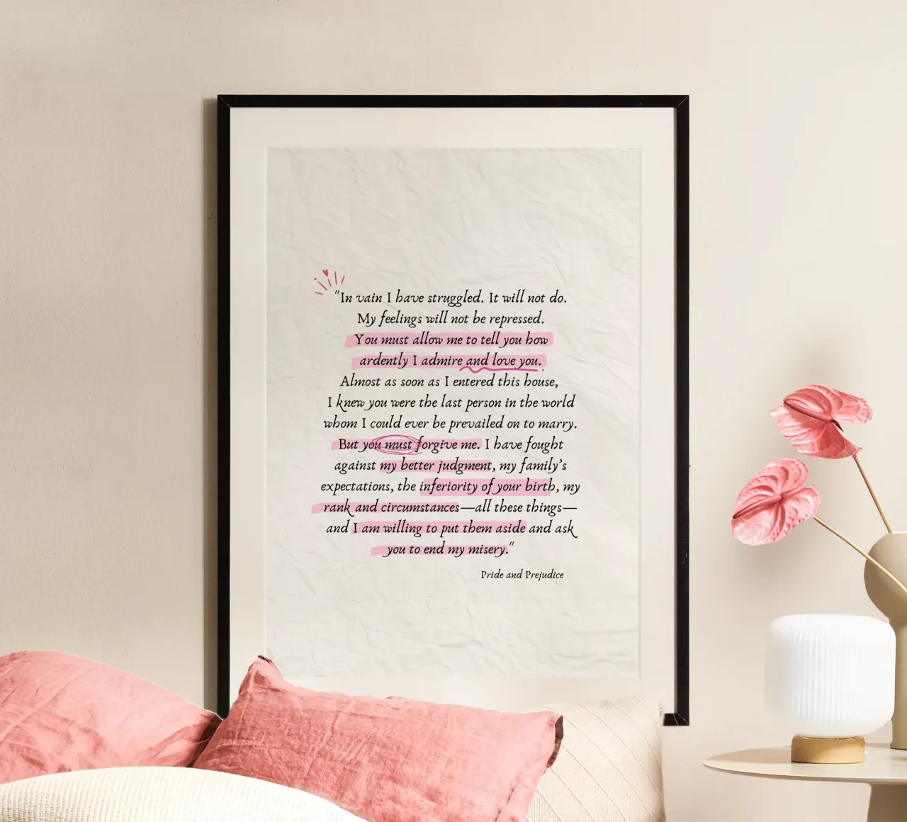 Stampa d'arte con citazione di Orgoglio e pregiudizio - Lettera del signor Darcy poster da vintagepod