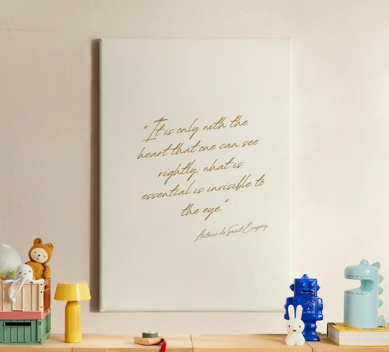The Little Prince Quote - "Invisible to the Eye" Art Print canvas with Floater frame by vintagepod