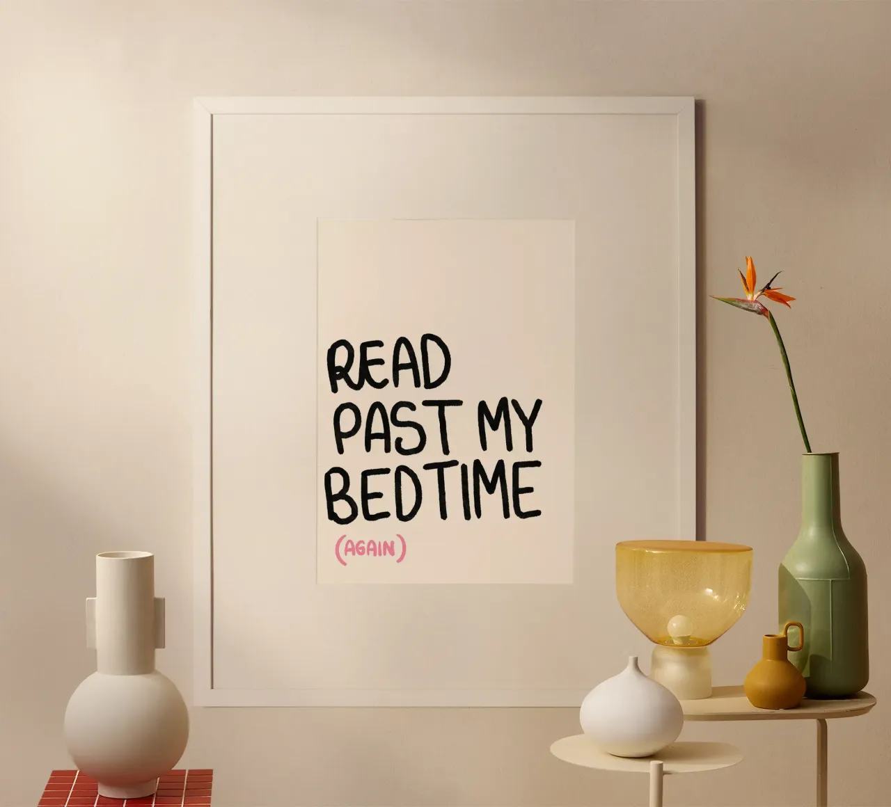 "Leggere oltre l'ora di andare a letto (di nuovo)" - Poster tipografico in grassetto poster da vintagepod