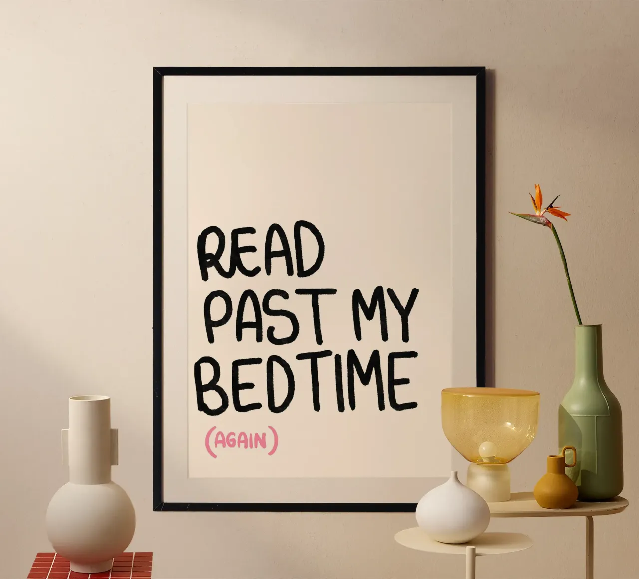 "Leggere oltre l'ora di andare a letto (di nuovo)" - Poster tipografico in grassetto poster da vintagepod
