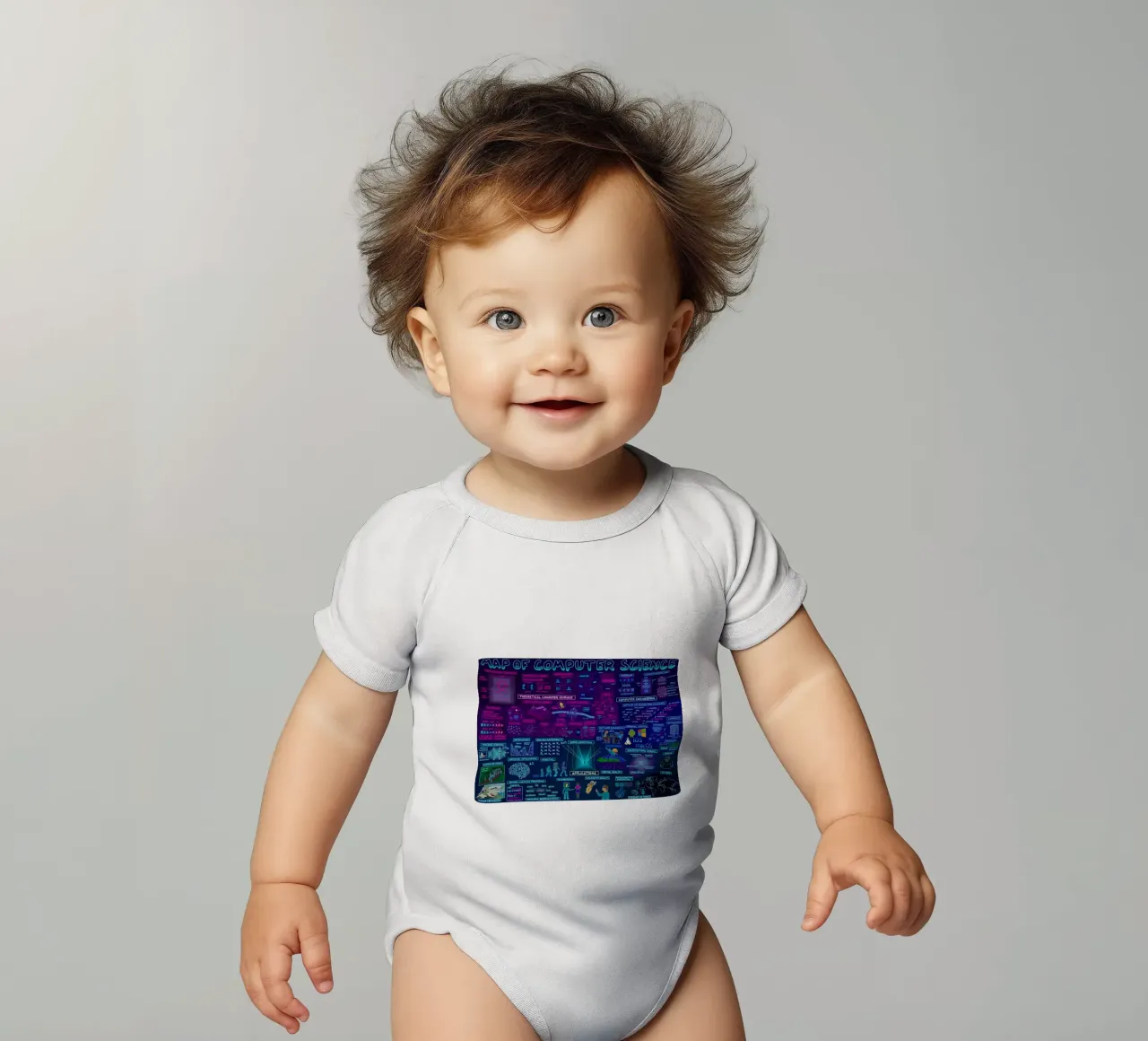 Map Of Computer Science short-sleeve baby romper by Kathrin Fuhrman