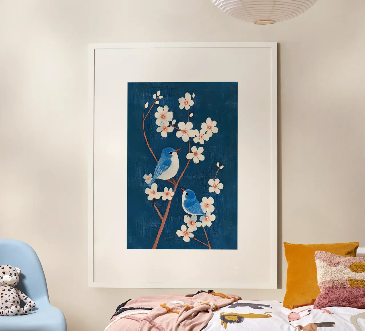 Uccelli tra i rami fioriti poster da Curious Canvas