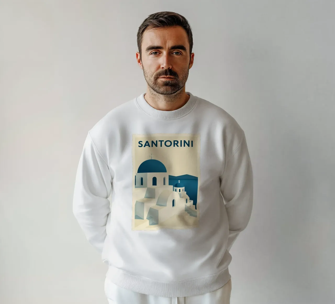SANTORINI – Affiche vintage architecture grecque felpa da JETLAG | affiches voyage