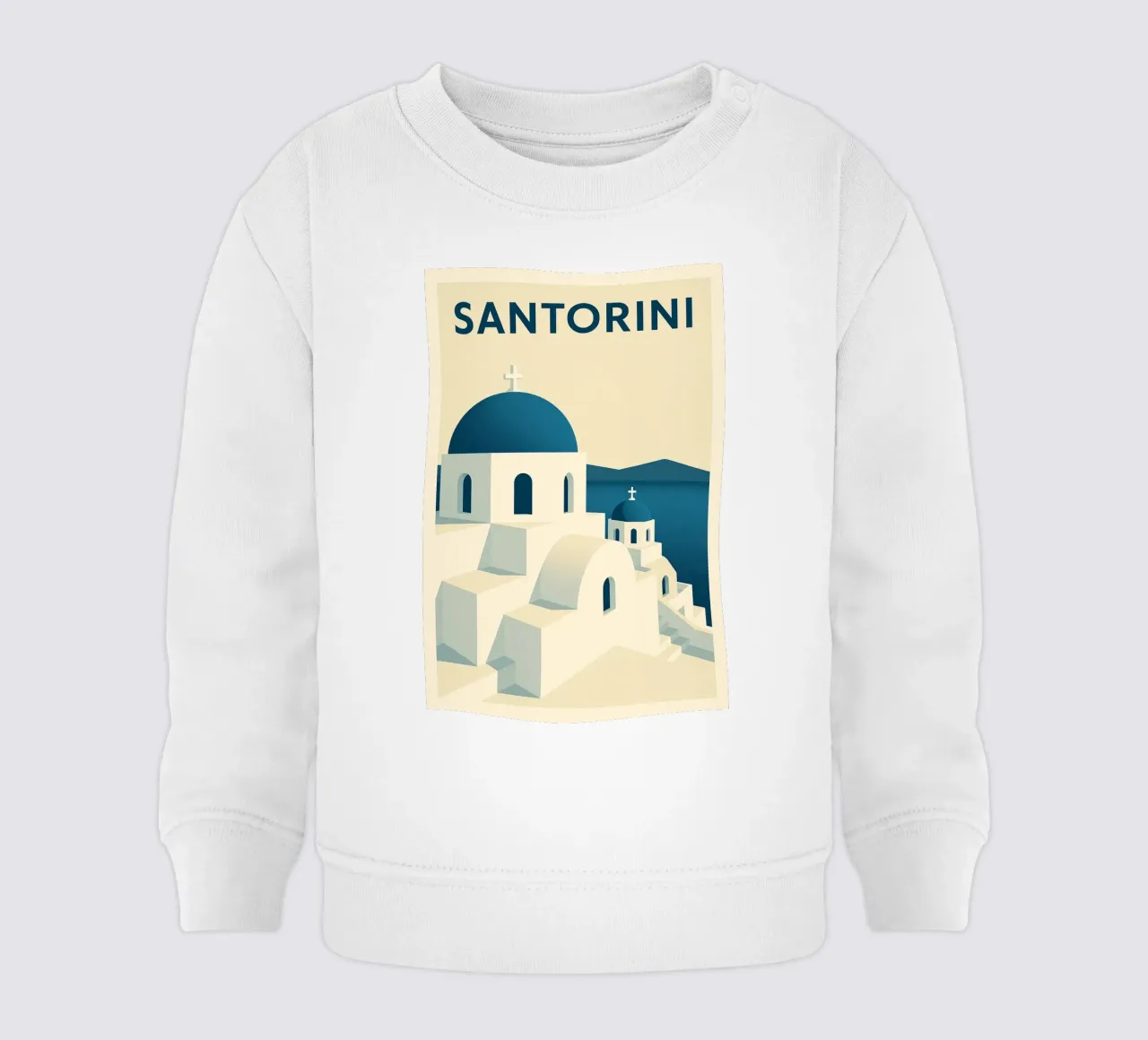 SANTORINI – Affiche vintage architecture grecque felpa neonato da JETLAG | affiches voyage