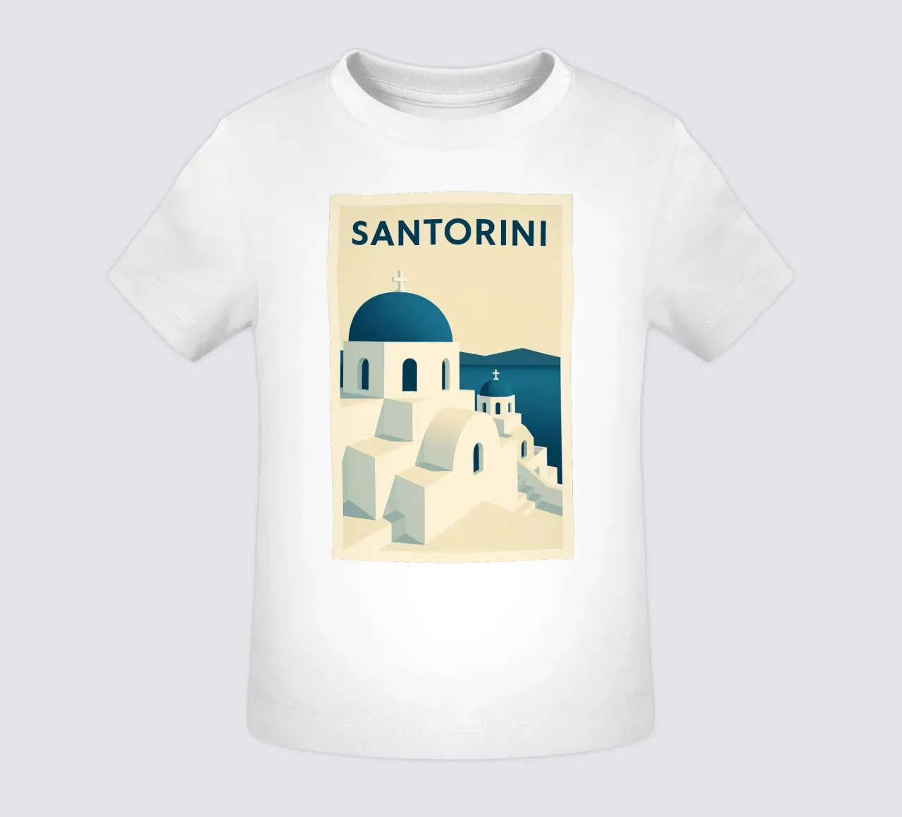 SANTORINI – Affiche vintage architecture grecque maglietta neonato da JETLAG | affiches voyage