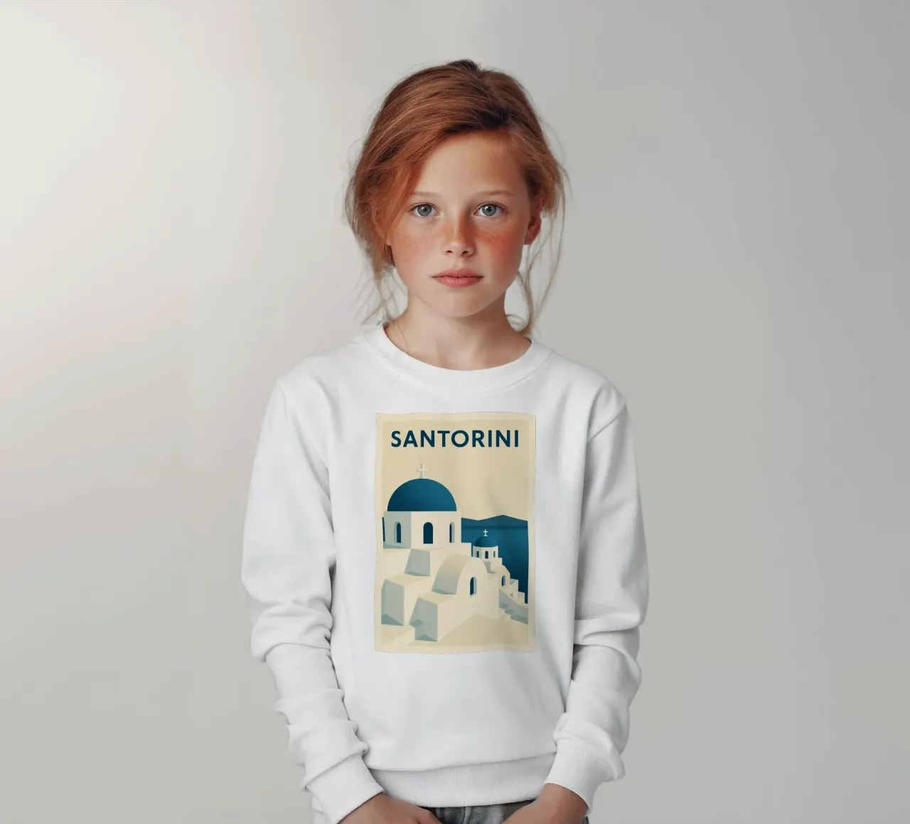 SANTORINI – Affiche vintage architecture grecque felpa bambino da JETLAG | affiches voyage