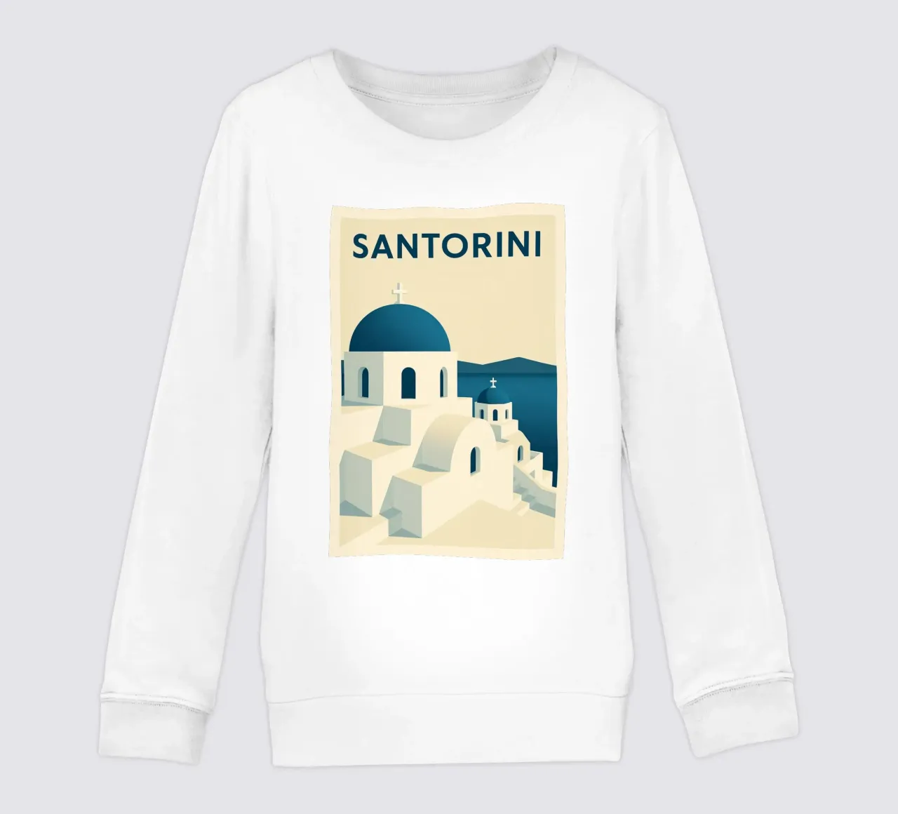 SANTORINI – Affiche vintage architecture grecque felpa bambino da JETLAG | affiches voyage